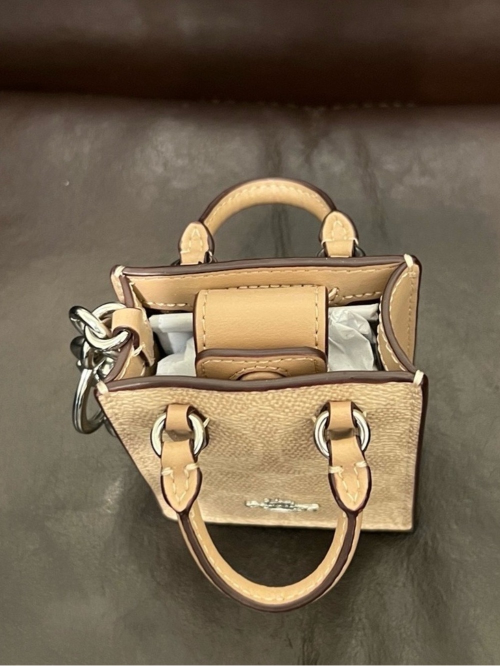 NWT Coach logo monogram Signature leather nano Mini tote charm hand bag. - Picture 13 of 13
